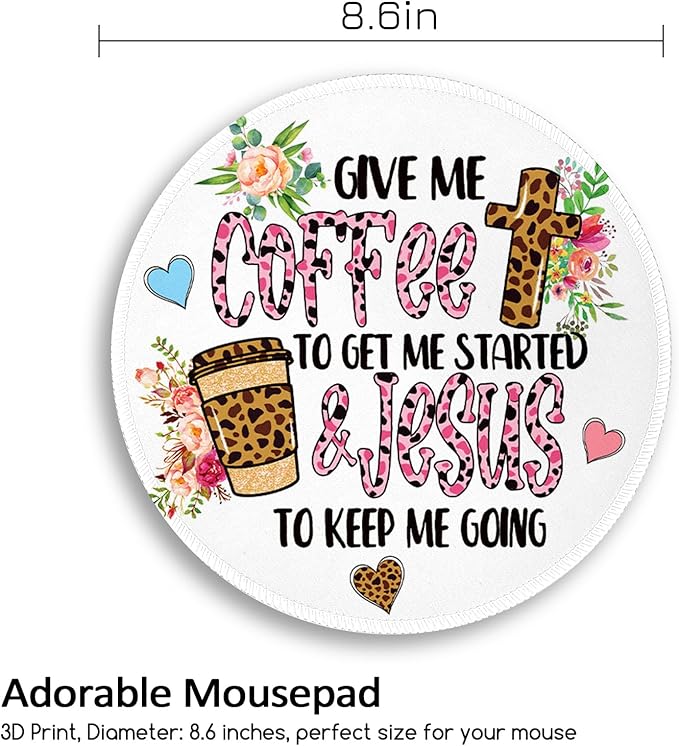 Positive Round Mouse Pad, Funny Small Mouse Pad with Non-Slip Rubber Base, Stitched Edge Mousepad for Desk Wireless Mouse, Gaming Mouse Mat for Computer Laptop Home Office Women Men, 8.6 x 8.6 Inch