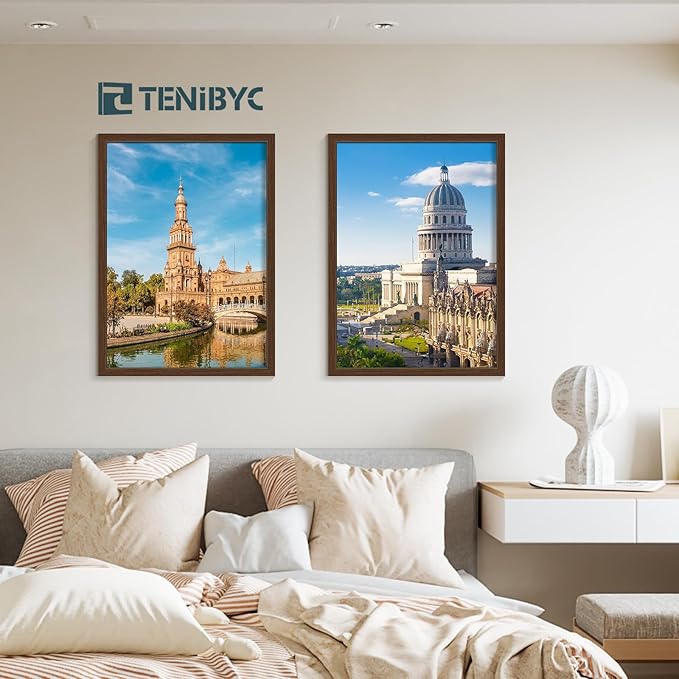 20x28 Picture Frame 4 Pack - Brown Wood, 20 x 28 Poster Frame for Gallery, Home and Office, Horizontal and Vertical Wall Hanging