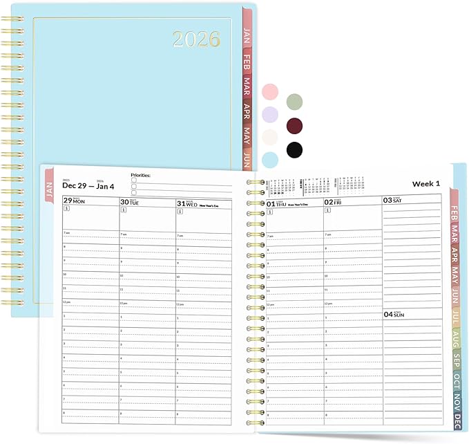 Appointment Book 2026 Planner, Forvencer Daily Weekly & Monthly Calendar Planner (Jan 2026-Dec 2026), 6" x 8", Hourly Agenda Book with 30 Minute Increments, Flexible Cover Planning with Inner Pocket, Organizer Notebook for Office School Supplies, A5, Blue