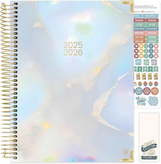 bloom daily planners HARDCOVER Planner 2025-2026 (8.5" x 11") Academic Year (July 2025 - July 2026) - Task Goal Organizer - Monthly & Weekly Inspirational Agenda Book - Iridescent Opal