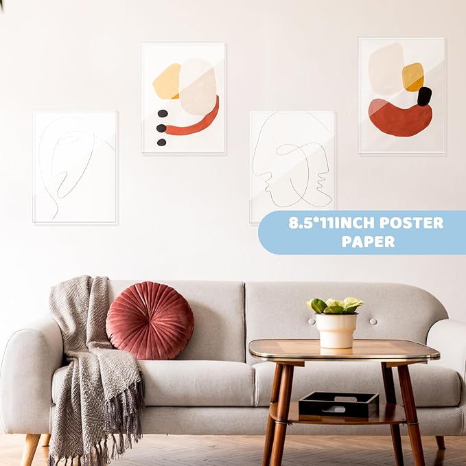 6 Pack Acrylic Wall Sign Holder 8.5 x 11 Rigid Magnetic Sign Holders with Magnet Strips and Adhesive Strips Clear Document Frames Clear Rigid Print Protectors for Office, Home