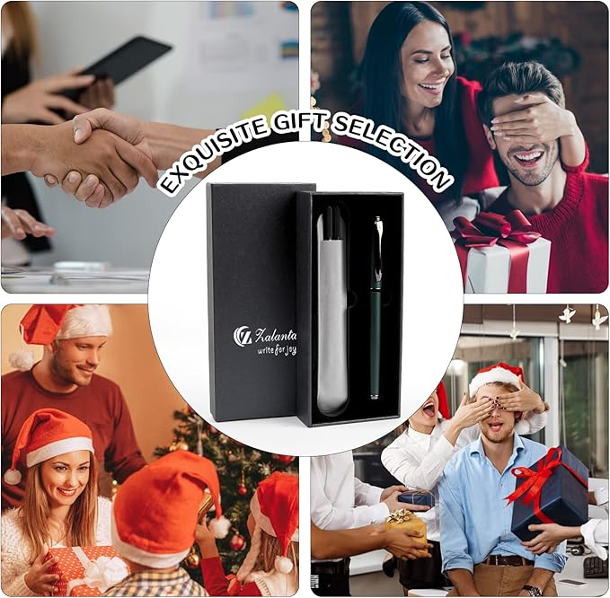 Liquid Ink Rollerball Pen,Essential Business Nice Pens,Metal pen Smooth writing stylish design effortless writing,Luxury pens with gift case for Men & Women with 2 Refills