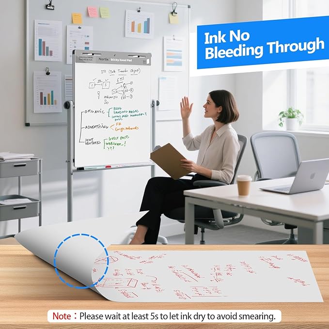 Nortix Sticky Easel Pads, Anchor Chart Paper, Chart Paper for Teachers, Super Adhesive & Bleed-Resistant, 20 x 23 inch, 30 Sheets/Pad, 6 Pads