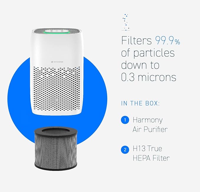 HATHASPACE HSE600 True HEPA Air Purifier for Home, Removes 99.9% of Dust, Smoke, Pet Dander, Odors, VOCs, Covers Up to 600 Sq. Ft, Quiet Air Cleaner with Smart Sensor for Bedroom & Large Rooms