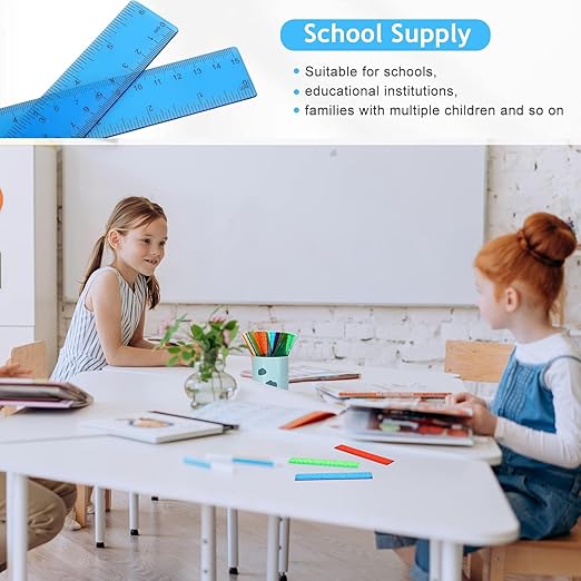 Zonon 200 Pcs Rulers Bulk Plastic Flexible Straight Rulers with Inches and Centimeters for First Day of School Gift for Students Back to School Office Supplies (Transparent Bright Color,6 Inch)