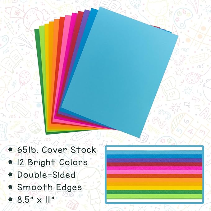 Hygloss Fuchsia Bright Colored Cardstock - 8.5x11-Inch, 90 Sheets, 65 lb/ 176 gsm, Fade-Resistant, Acid-Free Color Card Stock Paper