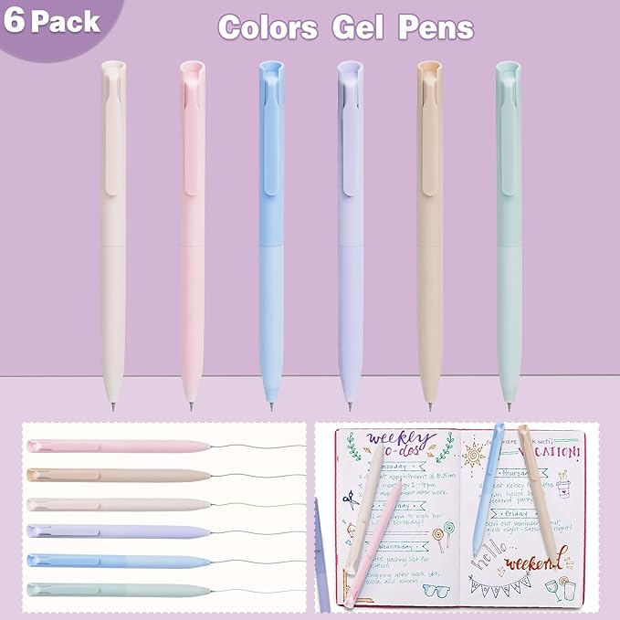 52 PCS Aesthetic School Supplies with Highlighters, Mechanical Pencils, Color Ink Gel pens, Pencil Case, Bible Study Supplies, Pens Pencils and Highlighters Set, Stationary Set for Student (Purple)
