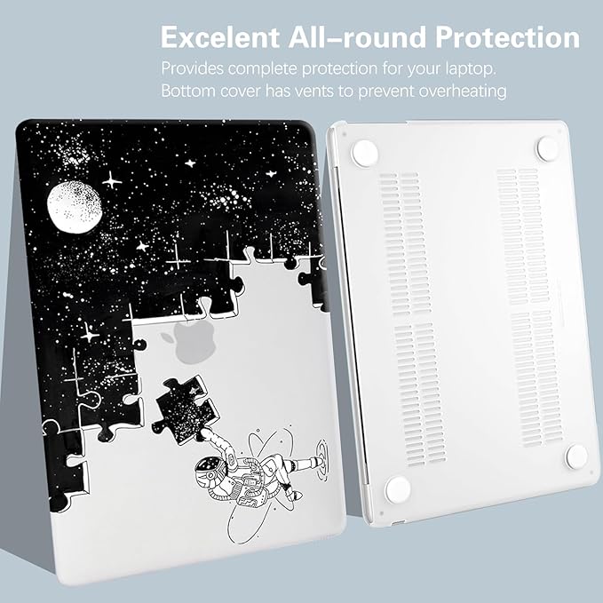 KEROM Compatible for MacBook Air 15 Inch Case 2025 2024 2023 M4 M3 M2 A3241 A3114 A2941, MacBook Air M4 15 inch Case, Cute Aesthetic Plastic Hard Shell & Keyboard Cover for Mac Air 15, Space Puzzle