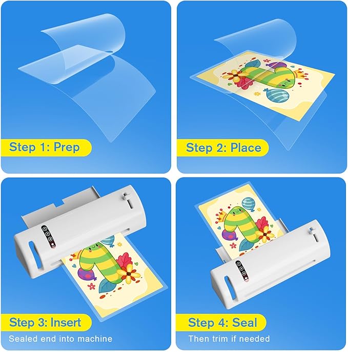 KTRIO 100 Pack Thermal Laminating Sheets 5 Mil, Hold 4 x 6 inch Photo Laminate Pouches for Laminator, Clear Lamination Paper Protection 4.3 x 6.25 inch, Round Corner, Home & Office