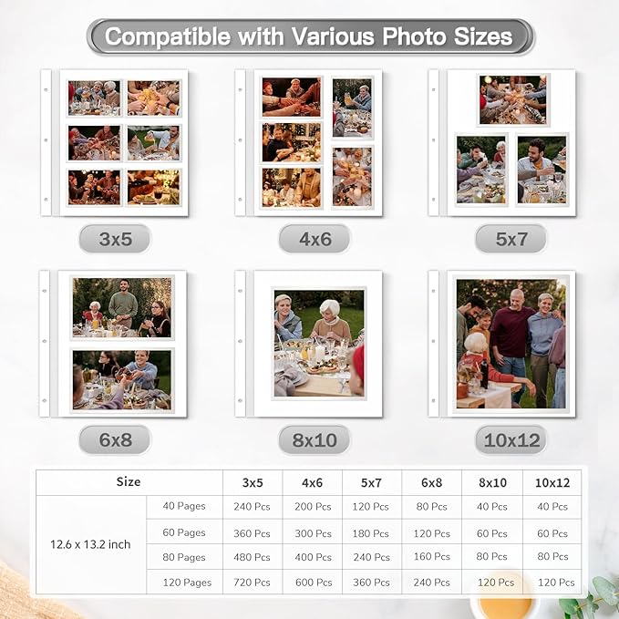 Popotop Photo Album Self Adhesive Scrapbook Album for 4x6 5x7 8x10 Pictures DIY Photo Book as Scrapbooking Supplies Kits, Birthday Gifts for Women Mom Wedding Baby Family Travel