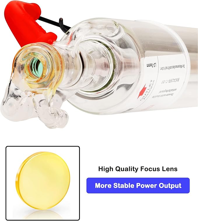CO2 Laser Tube, 60W CO2 Laser Tube with Coating 60 watt Length 1000mm Dia. 50mm, Wire Pre-connected for CO2 Laser Cutter Laser Engraving Cutting Machine