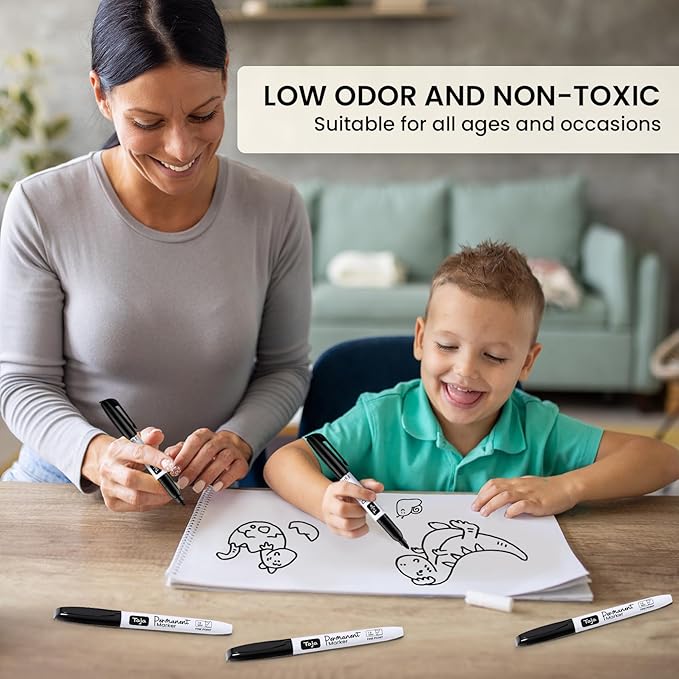 Permanent Markers Fine Tip, 30 Pack Black Quick-Drying and Fade-Resistant Permanent Markers Bulk Set for Writing and Drawing on Wood, Plastic, Metal, Glass, Stone, Ideal for Office School Supplies