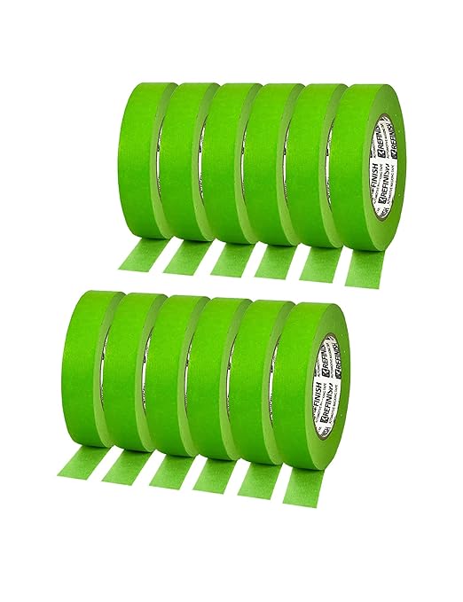 Painters Tape for Car Paint Green No Residue Automotive Masking Tape for Automotive Painting - Heat Resistant for Paint Booth,0.94 Inches X 60 Yards, 12 Rolls