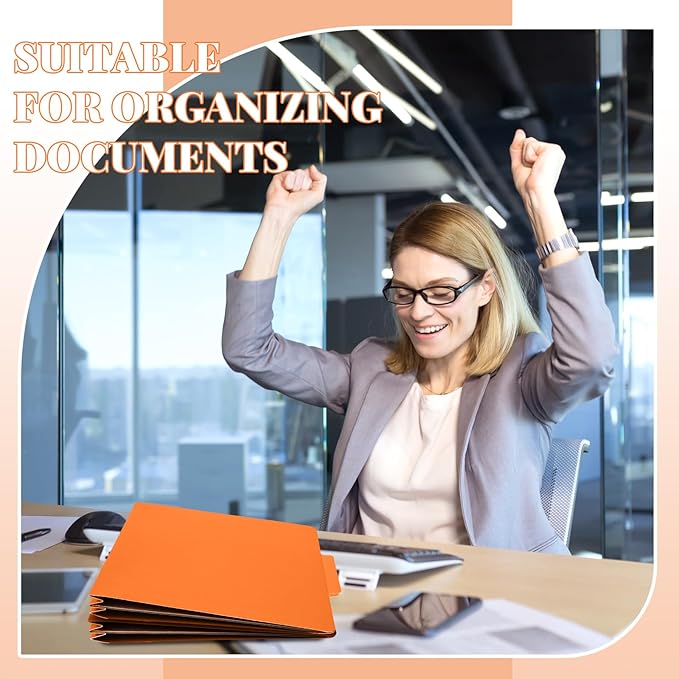 Skyygemm 12 Pack Classification File Folders Bulk with Divider and 2" Expansion, Pressboard Folder with 2 Prong Fasteners for Employee Records Medical Charts Office Document Organization(Orange)