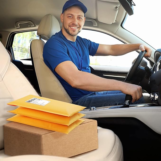 UCGOU Kraft Bubble Mailers 6x10 Inch 100 Pack Usable Size 6x9 Inch Yellow Padded Envelopes #0 Small Business Mailing Packages Self Sealing Tear Resistant Boutique Shipping Bags for Jewelry Supplies