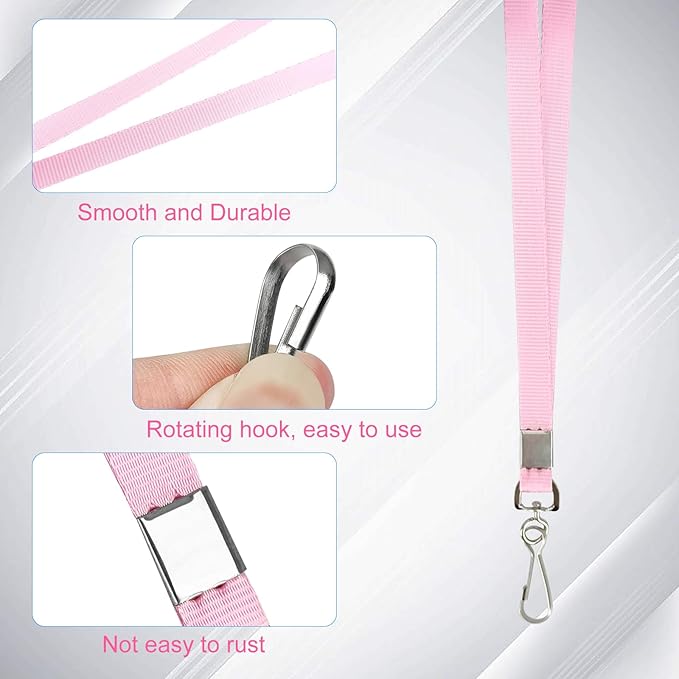 Pink Lanyards Bulk 50 packs Lanyards for ID Badges,Lanyards with Swivel Hook Clips for Name Tag Lanyard ID Holder