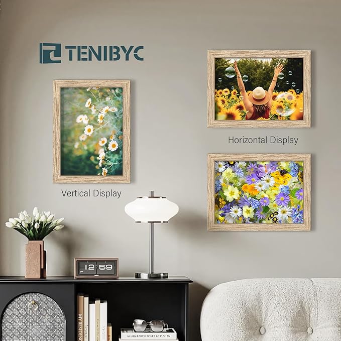 9x12 Picture Frame 3 Pack - Oak, HD Glass, 9 x 12 Natural Wood Frame for Photos, Wall Gallery Frame