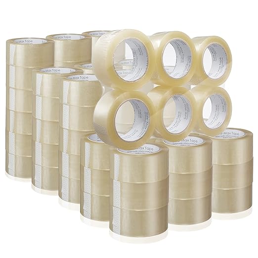 Sure-Max Premium Carton Packing Tape 1.8 mil 330 Feet (110 Yards) - Clear - 2 Cases (72 Rolls Total)