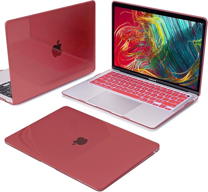 Compatible for MacBook Pro 13 inch Case with Touch Bar M2 M1 Chip 2022-2016 A2338 A2289 A2251 A1706 A1989 A2159, Crystal Plastic Hard Shell Case Keyboard Skin Screen Film Dust Plug, Burgundy