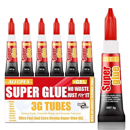 3 Gram (Pack of 6) Single use Super Glue Gel, Super Fast, Thick & Strong Adhesive Superglue, Cyanoacrylate Glue for Hard Plastics, DIY Craft, Ceramics, Frame, Leather, Metal Etc