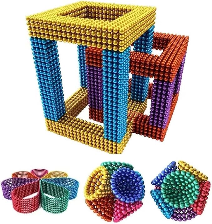1000pcs Upgrade Balls Original Balls Creative 3D Fidget Building Desk Toy for Stress Relief Beads Putty Toy Slime (10Color-3MM-1000pcs)