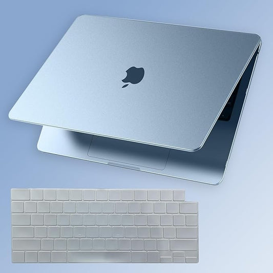 KEROM SkyBlue Case for MacBook Air 15 inch 2025 2024 2023 M4 M3 M2 A3241 A3114 A2941, MacBook Air M4 15 inch Case, Frosted Matte Plastic Hard Shell & Keyboard Cover for Mac Air 15, Sky Blue Clear