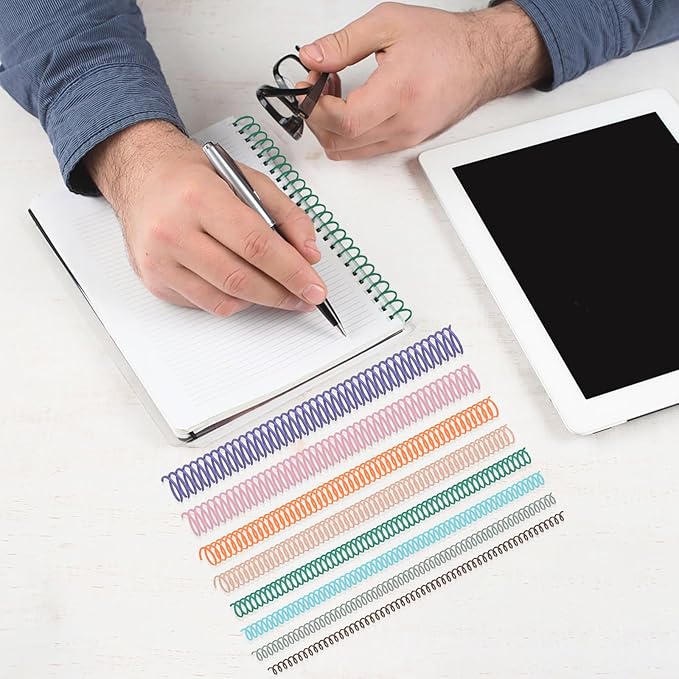 120 Pack Plastic Spiral Binding Coils Binder Binding Spirals Rings Multi Size Spiral Binding Wire Combs Spines Coils, 4:1 Pitch, 1/4 5/16 3/8 1/2 9/16 5/8 3/4 7/8 Inch (Pastel Color)