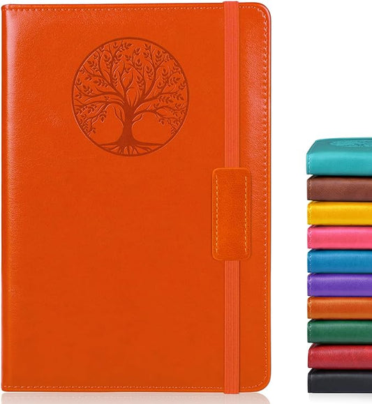 Lined Journal Notebook for Women Men,256 Pages A5 Hardcover Leather Journals for Writing,Travel,Business,Work & School,College Ruled Notebooks for Note Taking,Diary Notepad 5.7"×8.3" orange