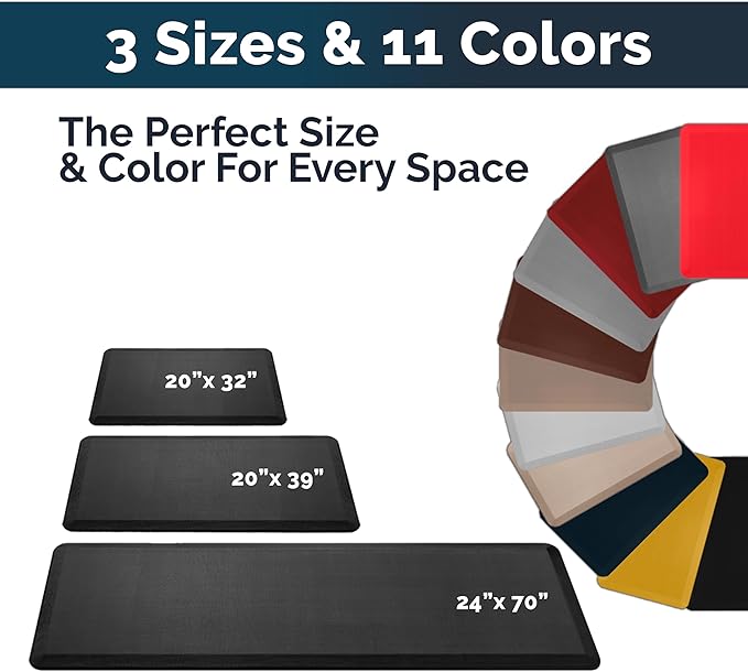 ComfiLife Anti Fatigue Floor Mat – 3/4 Inch Thick Kitchen Mats for Floor, Standing Desk Mat, Kitchen Rug – Comfort at Home, Office – Durable – Stain Resistant – Non-Slip Bottom (24" x 70", Red)