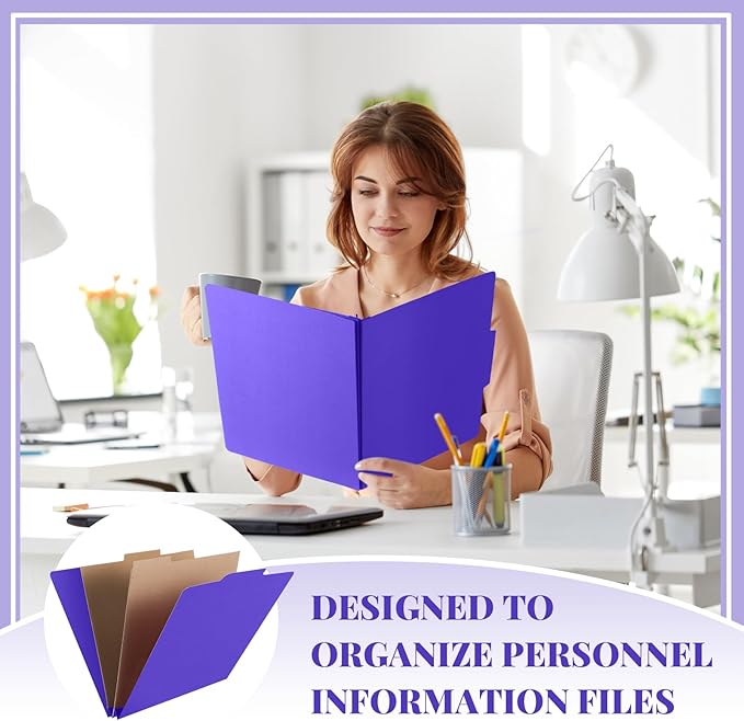Skyygemm 24 Pcs Classification Folders Letter Size, 2 Pocket Dividers Pressboard File Folder with Fasteners, Expanding File Organizer Bulk for Teachers, Clergy, Office, Church, Christmas (Purple)