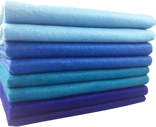 4pcs Thick 1.4mm Soft Felt Fabric Sheet Assorted Color Felt Pack DIY Craft Sewing Squares Nonwoven Patchwork (92x90cm Blue)