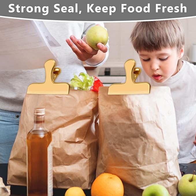 20 Pack 3 Inch Wide Stainless Steel Chip Clips Food Bag Clips Heavy Duty Bag Clamp, Chip Clip Metal Hinge Clip File Clamps