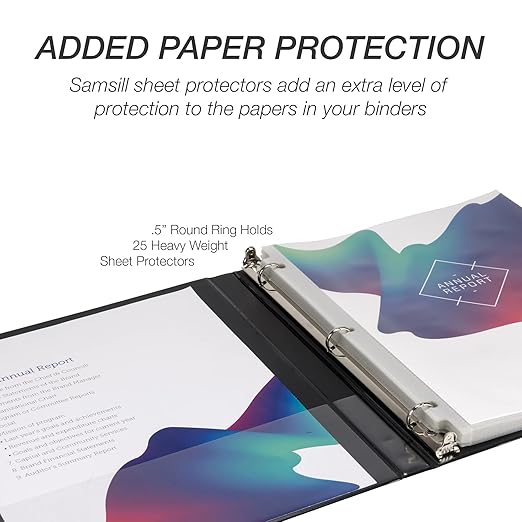 Samsill Economy 0.5 Inch 3 Ring Binder Bulk Pallet, Made in The USA, Round Ring Binder, Customizable Clear View Cover, Black, Pallet of 768 Binders in 32 Cartons