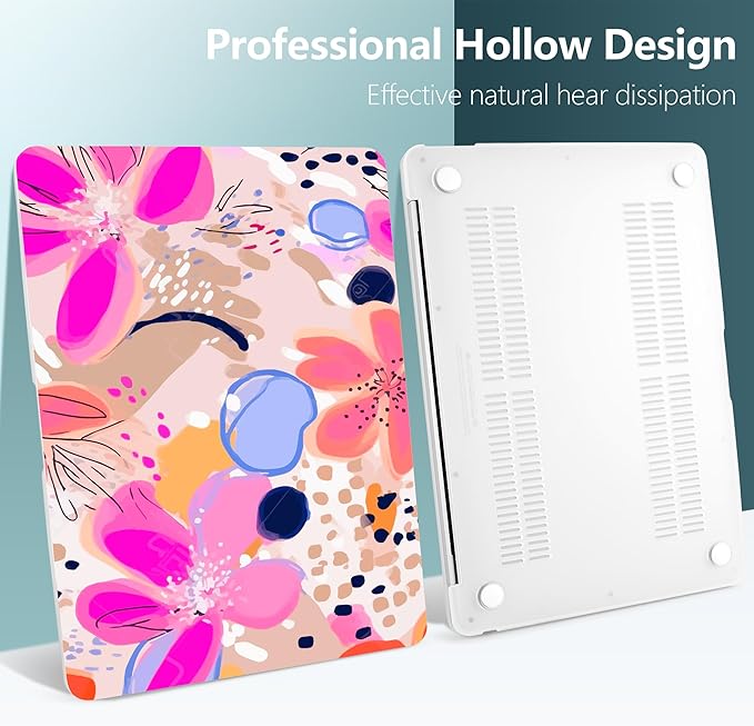 DONGKE Compatible with MacBook Air 13 inch Case 2021 2020 2019 2018 Release A2337 M1 A2179 A1932 with Retina Display & Touch ID, Plastic Hard Shell & Keyboard Cover - Floral Artistic