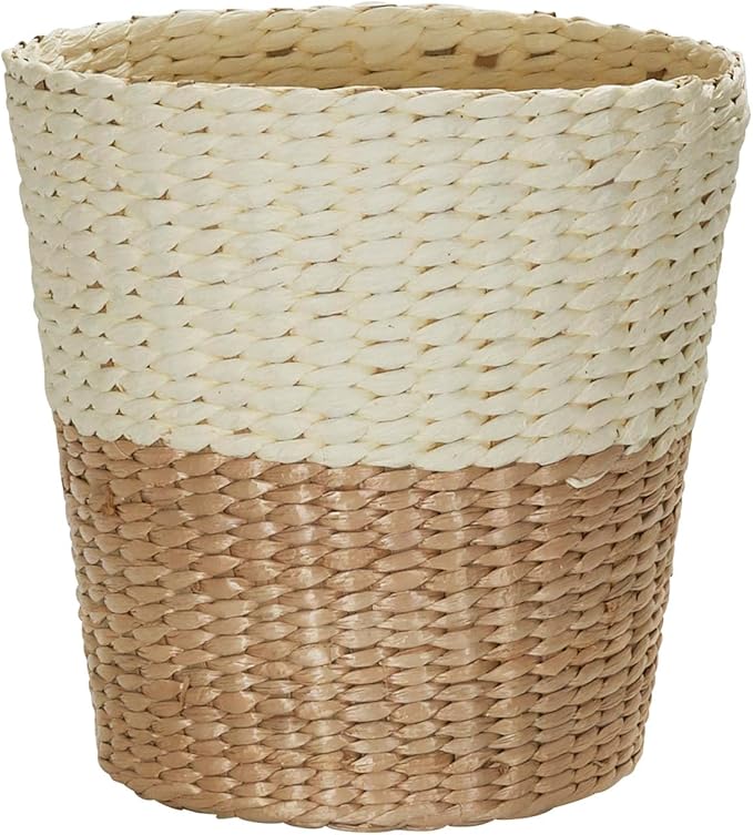 Household Essentials 2-Tone Woven Waste Basket, HandWoven Paper Rope Basket, Sturdy and Flexible, Great for the Bathroom, Office or Bedroom