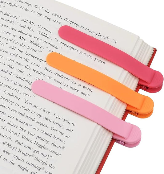 SMUK 3 Pieces Bookmarks for Women, Automatic Silicone Book Clip Bookmarks for Reading Women Men Book Lovers, Book Page Keeper Book Markers Reading Accessories Gifts
