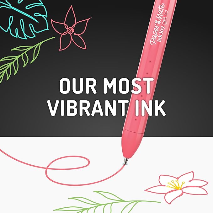 Paper Mate InkJoy Bright Pens, Gel Pens, Medium Point (0.7mm), Retractable, Assorted Brighter Colors, 10 Count