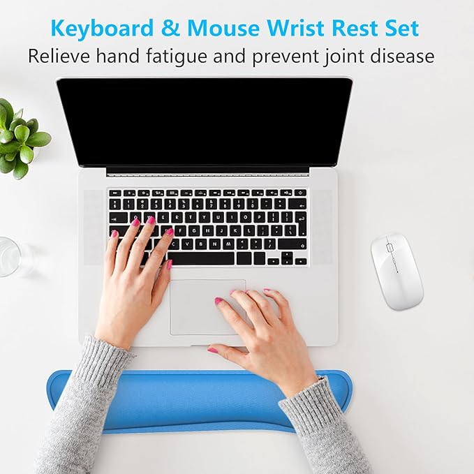 Dapesuom Enlarge Keyboard Wrist Rest, Memory Foam Keyboard Wrist Cushion for Computer Desk Mats Support, Typing Pain Relief Ergonomic Mouse Pad Rests with Non-Slip Base for Gaming, Laptop, Dark Blue