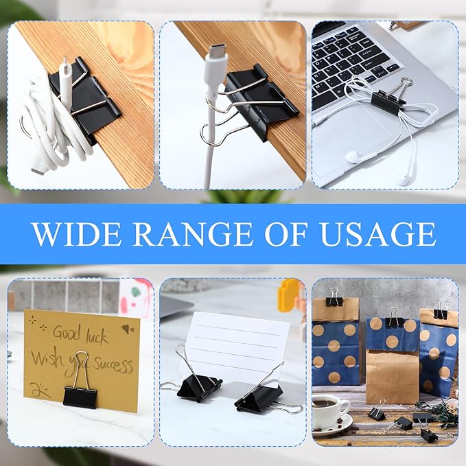 Jetec 500 Pieces 1. 6 Inch Black Binder Clips Extra Large Paper Clamps Metal Paper Clips for Teachers Students Classroom Business Office and School Office Supplies