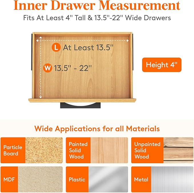 Lifewit 5 Pack Drawer Dividers Plastic 4" High, 13.5-22" Adjustable Drawer Organizers for Clothes, Expandable Dresser Separators in Bedroom/Bathroom/Kitchen/Fridge/Office Organization and Storage