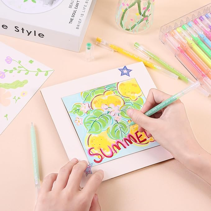 Gel Pens for Adult Coloring Books, 45 Colors Set Gel Colored Pens Marker, Perfect Gel Pens for Adult Drawing Doodling Journaling, Art Supplies and DIY Crafts