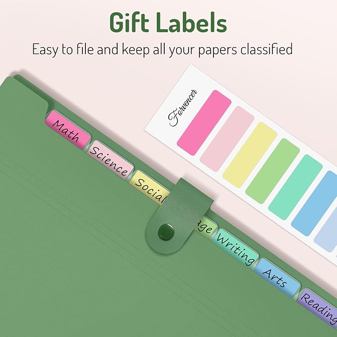 Forvencer Expanding File Folder with 8 Pocket, Letter Size Accordion File Organizer, Portable Folders for Documents, Cute Paper Organizer, Filling Products for School Office Supplies, A4 Size, Orange