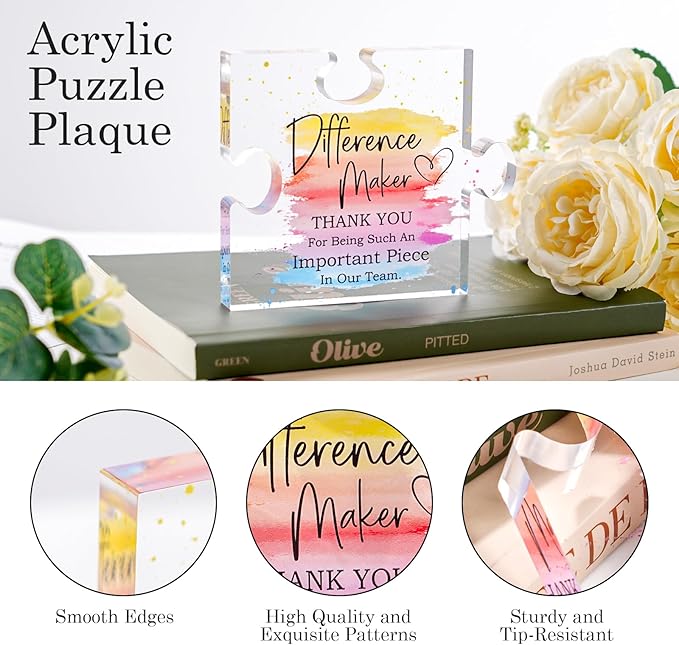 Difference Maker Gift Appreciation Gifts for Leader Boss Employee Coworker Teacher Staff Mentor Coach Manager Appreciation Thank You Gifts Coworker Gifts Office Gifts Retirement Gifts Acrylic Puzzle