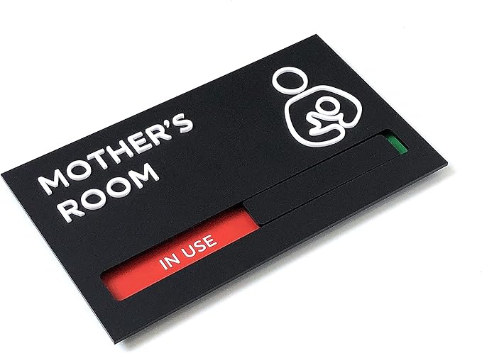 Kubik Letters Premium Mothers Room Sign with Slider for Dual Messages Room Status (AVAILABLE or IN USE)