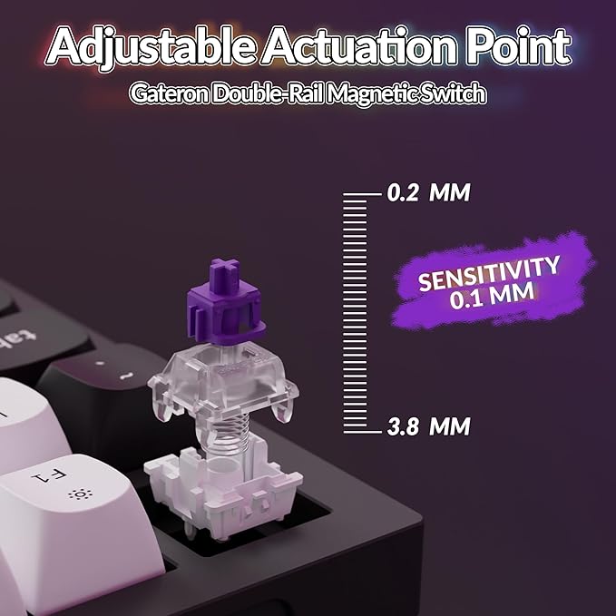 Keychron Q6 HE Wireless Custom Mechanical 100% Full Keyboard, 2.4 GHz/Bluetooth/Wired QMK Rapid Trigger Hot-Swappable Programmable Gateron Double-Rail Magnetic Switches for Mac Windows, Carbon Black