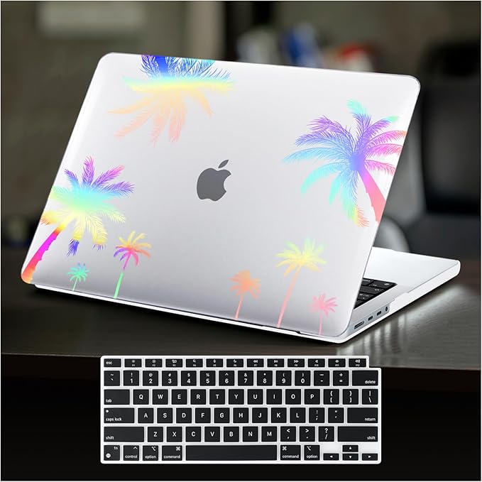 DTangLsm for M4 MacBook Air 13 inch Case 2025 2024-2022 M3 M2 A3240 A3113 A2681, Clear Plastic Hard Case for MacBook Air 13.6 inch Laser Print Laptop Shell&Keyboard Cover for Mac Air M4, Coconut Tree