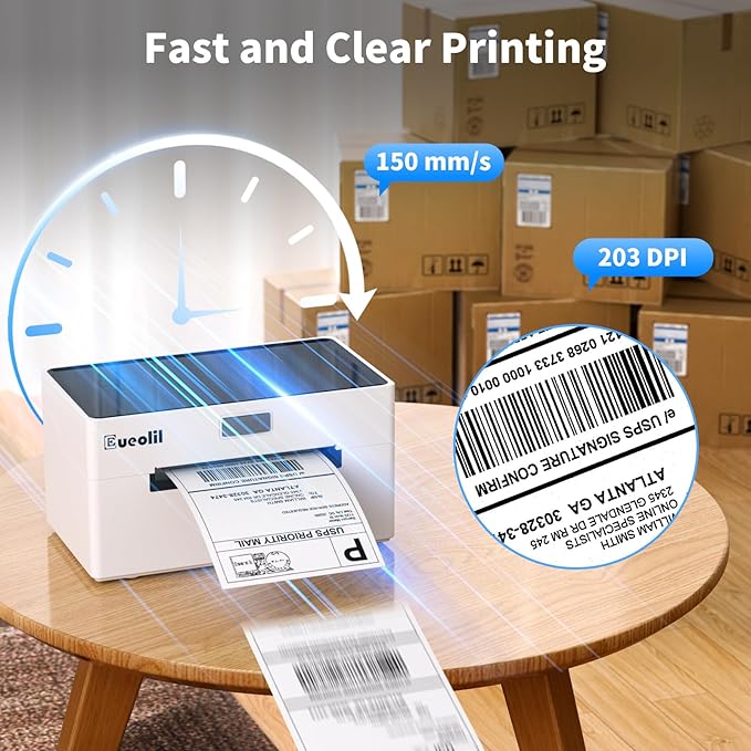 Bluetooth Shipping Thermal Label Printer, Portable 4×6 Label Makers for Small Business,Compatible with Android、iPhone、Windows＆Mac,Widely Used for Home＆Small Businesses and Office