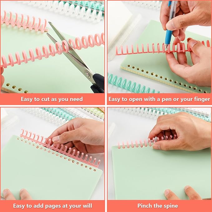 Comb Binding Spines Easy to Open Close Adding Pages for Binding Machine Worklion 1/2 Inch Diameter 30 Ring Plastic Binder Combs and Spines Maximum 85 Sheets 10pieces