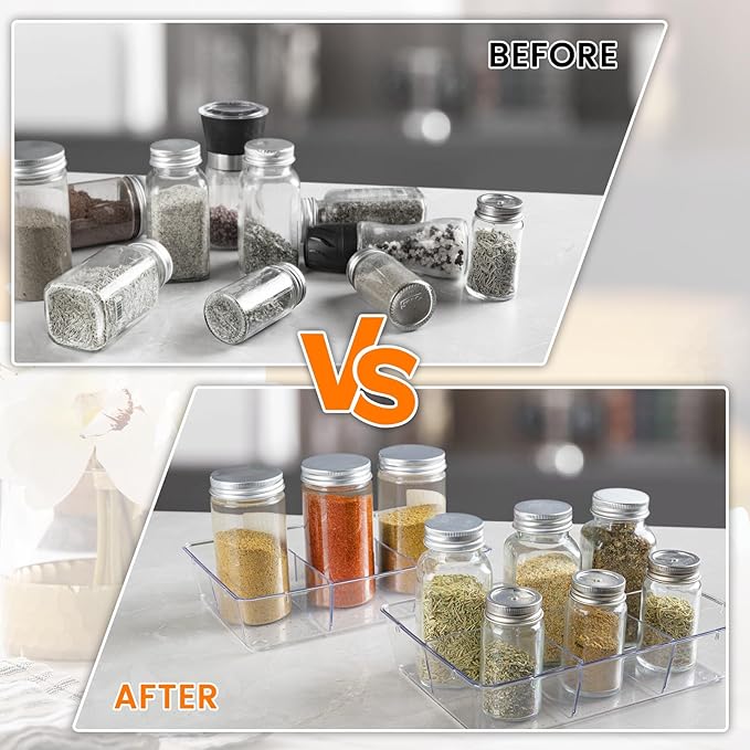 Criusia Drawer Organizer - 18 Pack Clear Large Kitchen Drawer Organization Trays, Non-Slip Dividers for Makeup, Jewelry, Utensils, Office, Bedroom, Bathroom