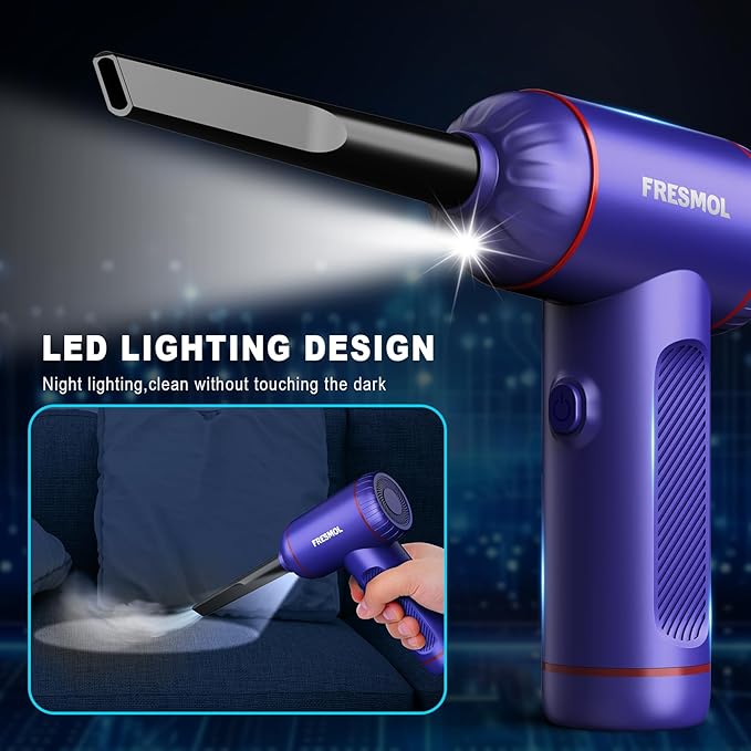 Compressed Air Duster,3 Gear Adjustable 100000RPM Electric Air Duster, Rechargeable Cordless Air Blower with LED Light for Computer Keyboard Electric Devices Cleaning. Replaces Compressed Air Cans